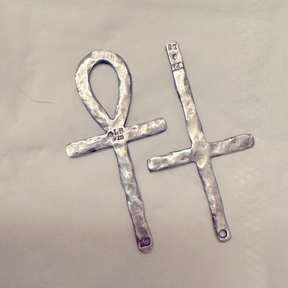 Super cool Lee Brevard Ankh and Cross earrings